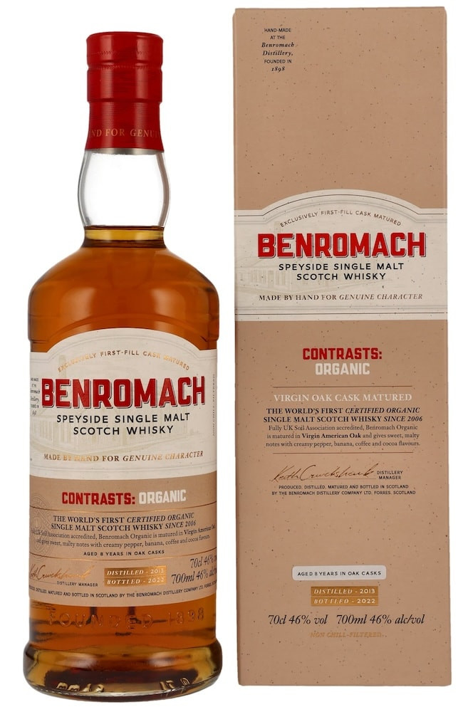 Benromach Contrasts:Organic Speyside Single Malt Scotch Whisky, 0,7l, 46%, Jg.